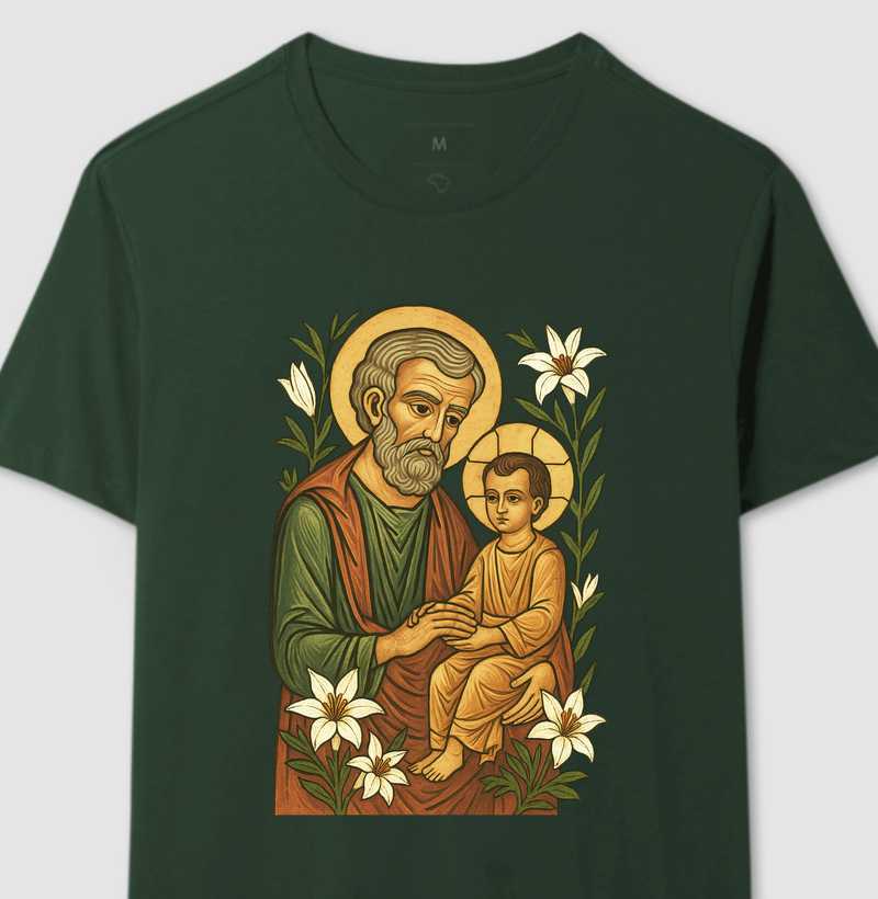 Camiseta católica São José com o Menino Jesus