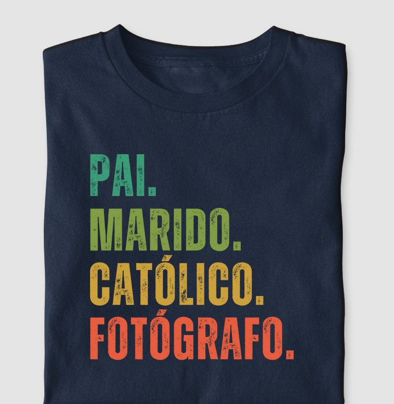 Camiseta católica pai marido católico fotógrafo