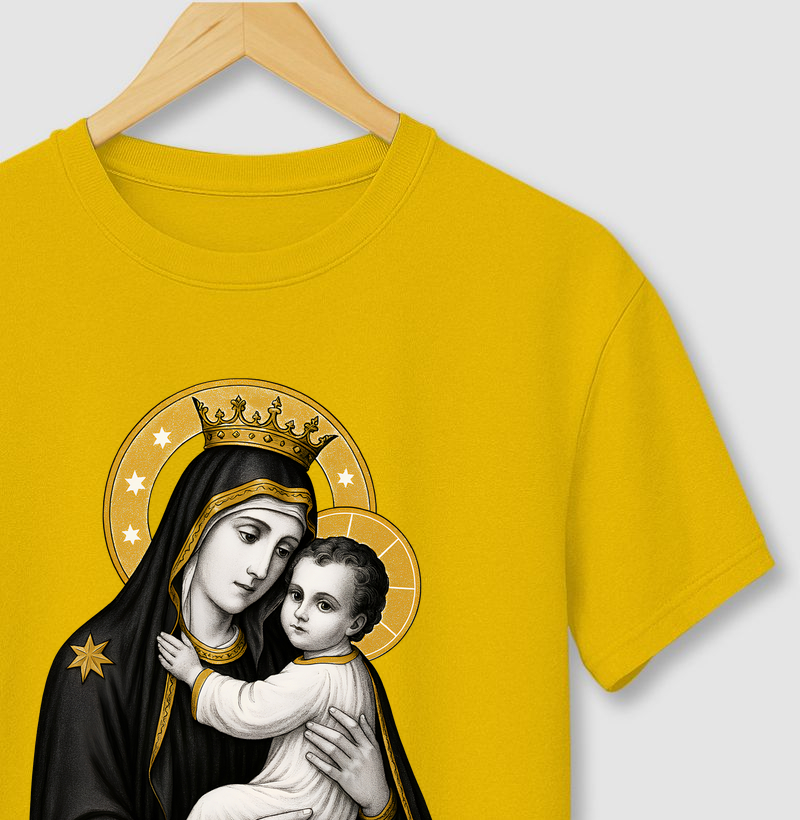 Camiseta católica Nossa Senhora com o Menino Jesus